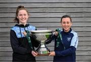10 October 2023; Scarlett Herron of Shamrock Rovers, left, and Megan Smyth-Lynch of Shelbourne during a Women's FAI Cup Semi-Finals media day at FAI Headquarters in Abbotstown, Dublin. Photo by Piaras Ó Mídheach/Sportsfile