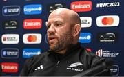 10 October 2023; Forwards coach Jason Ryan during a New Zealand rugby media conference at INSEP in Paris, France. Photo by Harry Murphy/Sportsfile