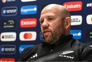 10 October 2023; Forwards coach Jason Ryan during a New Zealand rugby media conference at INSEP in Paris, France. Photo by Harry Murphy/Sportsfile