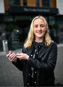 10 October 2023; Niamh Murray of Clann Éireann and Armagh is pictured with The Croke Park/LGFA Player of the Month award for September 2023, at The Croke Park in Jones Road, Dublin. Niamh was player of the match as Clann Éireann retained their Armagh county senior title with victory over Carrickcruppen on September 23. Having scored 0-6 in the semi-final win against Ballyhegan, Niamh registered 1-6 as Clann Éireann secured Orchard County silverware once again. Photo by David Fitzgerald/Sportsfile