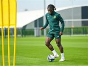 10 October 2023; Baba Adeeko during a Republic of Ireland U21 training session at the FAI National Training Centre in Abbotstown, Dublin. Photo by Piaras Ó Mídheach/Sportsfile