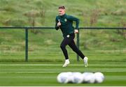 10 October 2023; Evan Ferguson during a Republic of Ireland training session at the FAI National Training Centre in Abbotstown, Dublin. Photo by Stephen McCarthy/Sportsfile