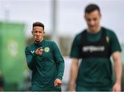 10 October 2023; Callum Robinson and Josh Cullen, right, during a Republic of Ireland training session at the FAI National Training Centre in Abbotstown, Dublin. Photo by Stephen McCarthy/Sportsfile