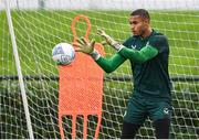 10 October 2023; Goalkeeper Gavin Bazunu during a Republic of Ireland training session at the FAI National Training Centre in Abbotstown, Dublin. Photo by Stephen McCarthy/Sportsfile