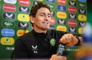 10 October 2023; Coach Keith Andrews during a Republic of Ireland press conference at FAI Headquarters in Abbotstown, Dublin. Photo by Stephen McCarthy/Sportsfile