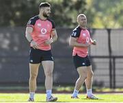 11 October 2023; Robbie Henshaw and Keith Earls during an Ireland Rugby squad training session at Stade Omnisports des Fauvettes in Domont, France. Photo by Harry Murphy/Sportsfile
