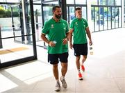 11 October 2023; Head coach Andy Farrell and Jonathan Sexton arrive for an Ireland Rugby media conference at Stade Omnisports des Fauvettes in Domont, France. Photo by Harry Murphy/Sportsfile