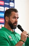 11 October 2023; Head coach Andy Farrell during an Ireland Rugby media conference at Stade Omnisports des Fauvettes in Domont, France. Photo by Harry Murphy/Sportsfile