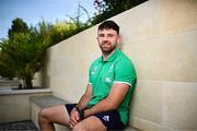 11 October 2023; Hugo Keenan poses for a portrait after an Ireland Rugby media conference at Stade Omnisports des Fauvettes in Domont, France. Photo by Harry Murphy/Sportsfile