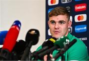 11 October 2023; Garry Ringrose during an Ireland Rugby media conference at Stade Omnisports des Fauvettes in Domont, France. Photo by Harry Murphy/Sportsfile