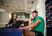 11 October 2023; Iain Henderson during an Ireland Rugby media conference at Stade Omnisports des Fauvettes in Domont, France. Photo by Harry Murphy/Sportsfile