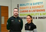 11 October 2023; In attendance are Leitrim hurler Tadhg Branagan and Kilkenny Camogie player Katie Power as the GPA and UPMC launch new priority access to care pathway for inter-county players at the Sports Surgery Clinic in Santry, Dublin. Photo by David Fitzgerald/Sportsfile