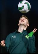 11 October 2023; Mason Melia of Republic of Ireland warms up before the UEFA European U17 Championship qualifying group 10 match between Republic of Ireland and Armenia at Carrig Park in Fermoy, Cork. Photo by Eóin Noonan/Sportsfile