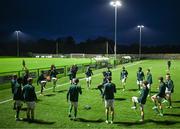 11 October 2023; Republic of Ireland players warm up before the UEFA European U17 Championship qualifying group 10 match between Republic of Ireland and Armenia at Carrig Park in Fermoy, Cork. Photo by Eóin Noonan/Sportsfile