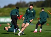 12 October 2023; Dara O'Shea during a Republic of Ireland training session at the FAI National Training Centre in Abbotstown, Dublin. Photo by Stephen McCarthy/Sportsfile