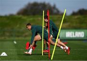 12 October 2023; Adam Idah and Jayson Molumby, right, during a Republic of Ireland training session at the FAI National Training Centre in Abbotstown, Dublin. Photo by Stephen McCarthy/Sportsfile