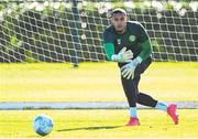 12 October 2023; Goalkeeper Gavin Bazunu during a Republic of Ireland training session at the FAI National Training Centre in Abbotstown, Dublin. Photo by Stephen McCarthy/Sportsfile