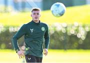 12 October 2023; Evan Ferguson during a Republic of Ireland training session at the FAI National Training Centre in Abbotstown, Dublin. Photo by Stephen McCarthy/Sportsfile