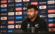 12 October 2023; Richie Mo'Unga during a New Zealand rugby media conference at the Paxton Hotel in Paris, France. Photo by Harry Murphy/Sportsfile