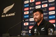 12 October 2023; Richie Mo'Unga during a New Zealand rugby media conference at the Paxton Hotel in Paris, France. Photo by Harry Murphy/Sportsfile