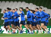 12 October 2023; Players during a Greece training session at the Aviva Stadium in Dublin Photo by Stephen McCarthy/Sportsfile