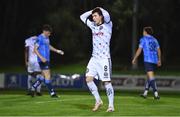 12 October 2023; Ali Coote of Bohemians reacts after a missed opportunity on goal during the SSE Airtricity Men's Premier Division match between UCD and Bohemians at UCD Bowl in Dublin. Photo by Ben McShane/Sportsfile
