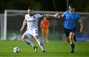12 October 2023; Krystian Nowak of Bohemians in action against Dara Keane of UCD during the SSE Airtricity Men's Premier Division match between UCD and Bohemians at UCD Bowl in Dublin. Photo by Ben McShane/Sportsfile