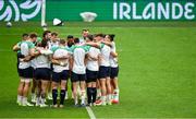13 October 2023; The Ireland team huddle during an Ireland captain's run at Stade de France in Paris, France. Photo by Brendan Moran/Sportsfile