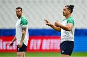13 October 2023; Wingers James Lowe, right, an dMack Hansen during an Ireland captain's run at Stade de France in Paris, France. Photo by Brendan Moran/Sportsfile