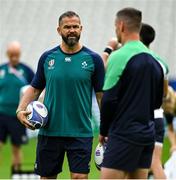 13 October 2023; Head coach Andy Farrell speaks to captain Jonathan Sexton during an Ireland captain's run at Stade de France in Paris, France. Photo by Brendan Moran/Sportsfile