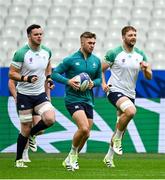 13 October 2023; James Ryan, left, with teammates Jack Crowley and Iain Henderson during an Ireland captain's run at Stade de France in Paris, France. Photo by Brendan Moran/Sportsfile