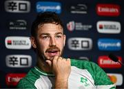 13 October 2023; Caelan Doris during an Ireland Rugby media conference at the Stade de France in Paris, France. Photo by Harry Murphy/Sportsfile