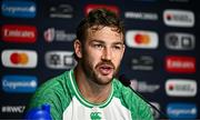 13 October 2023; Caelan Doris during an Ireland Rugby media conference at the Stade de France in Paris, France. Photo by Harry Murphy/Sportsfile
