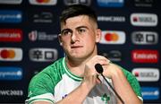 13 October 2023; Dan Sheehan during an Ireland Rugby media conference at the Stade de France in Paris, France. Photo by Harry Murphy/Sportsfile