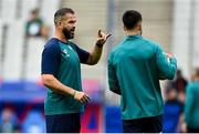 13 October 2023; Head coach Andy Farrell, left, and Conor Murray during an Ireland Rugby captain's run at the Stade de France in Paris, France. Photo by Harry Murphy/Sportsfile