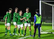 11 October 2023; Mason Melia of Republic of Ireland, 10, celebrates after scoring his side's third goal during the UEFA European U17 Championship qualifying group 10 match between Republic of Ireland and Armenia at Carrig Park in Fermoy, Cork. Photo by Eóin Noonan/Sportsfile