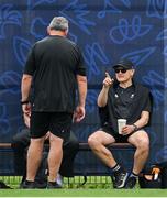 13 October 2023; Assistant coach Joe Schmidt, right, with head coach Ian Foster during a New Zealand captain's run at INSEP in Paris, France. Photo by Brendan Moran/Sportsfile