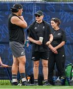 13 October 2023; Assistant coach Joe Schmidt, right, and Tamaiti Williams during a New Zealand captain's run at INSEP in Paris, France. Photo by Brendan Moran/Sportsfile