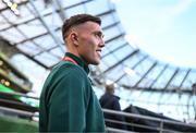 13 October 2023; Dara O'Shea of Republic of Ireland before the UEFA EURO 2024 Championship qualifying group B match between Republic of Ireland and Greece at the Aviva Stadium in Dublin. Photo by Stephen McCarthy/Sportsfile