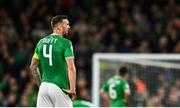13 October 2023; Shane Duffy of Republic of Ireland after Greece score their side's first goal during the UEFA EURO 2024 Championship qualifying group B match between Republic of Ireland and Greece at the Aviva Stadium in Dublin. Photo by Tyler Miller/Sportsfile