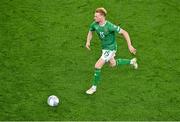 13 October 2023; Liam Scales of Republic of Ireland during the UEFA EURO 2024 Championship qualifying group B match between Republic of Ireland and Greece at the Aviva Stadium in Dublin. Photo by Sam Barnes/Sportsfile