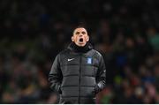 13 October 2023; Greece manager Gus Poyet during the UEFA EURO 2024 Championship qualifying group B match between Republic of Ireland and Greece at the Aviva Stadium in Dublin. Photo by Stephen McCarthy/Sportsfile