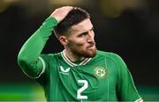 13 October 2023; Matt Doherty of Republic of Ireland after the UEFA EURO 2024 Championship qualifying group B match between Republic of Ireland and Greece at the Aviva Stadium in Dublin. Photo by Stephen McCarthy/Sportsfile
