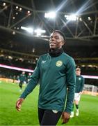 13 October 2023; Chiedozie Ogbene of Republic of Ireland before the UEFA EURO 2024 Championship qualifying group B match between Republic of Ireland and Greece at the Aviva Stadium in Dublin. Photo by Stephen McCarthy/Sportsfile