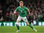 13 October 2023; Liam Scales of Republic of Ireland during the UEFA EURO 2024 Championship qualifying group B match between Republic of Ireland and Greece at the Aviva Stadium in Dublin. Photo by Michael P Ryan/Sportsfile