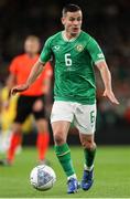 13 October 2023; Josh Cullen of Republic of Ireland during the UEFA EURO 2024 Championship qualifying group B match between Republic of Ireland and Greece at the Aviva Stadium in Dublin. Photo by Michael P Ryan/Sportsfile