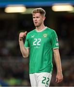 13 October 2023; Nathan Collins of Republic of Ireland during the UEFA EURO 2024 Championship qualifying group B match between Republic of Ireland and Greece at the Aviva Stadium in Dublin. Photo by Michael P Ryan/Sportsfile