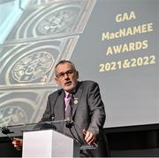 13 October 2023; Uachtarán Chumann Lúthchleas Gael Larry McCarthy during the GAA MacNamee Awards 2021 & 2022 at Cusack Suite in Croke Park, Dublin. Photo by David Fitzgerald/Sportsfile