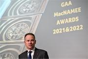 13 October 2023; GAA Director of Communications Alan Milton during the GAA MacNamee Awards 2021 & 2022 at Cusack Suite in Croke Park, Dublin. Photo by David Fitzgerald/Sportsfile