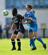 14 October 2023; Abbie Brophy of Wexford Youths in action against Dearbhaile Beirne of Peamount United during the SSE Airtricity Women's Premier Division match between Wexford Youths and Peamount United at Ferrycarrig Park in Wexford. Photo by Piaras Ó Mídheach/Sportsfile